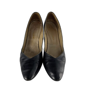 BALMAIN Vintage Peeble Leather Pointed toe Heel Classic black Pump Stilettos 6.5